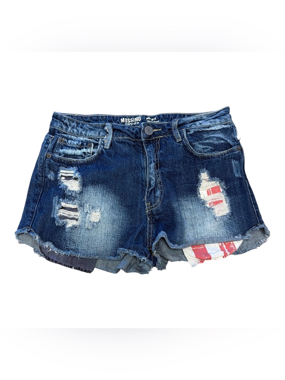 Mossimo High Rise Distressed American Flag Denim Shorts Size 7